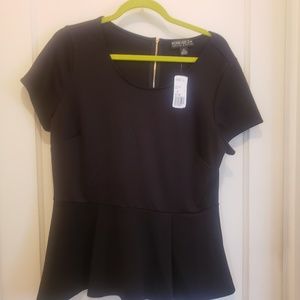 Black Forever 21 Plus Size Peplum Top 2X